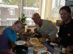 Comiendo tacos, con Dawn y Margriet