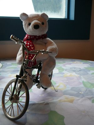 Nanuk posando en su bici
